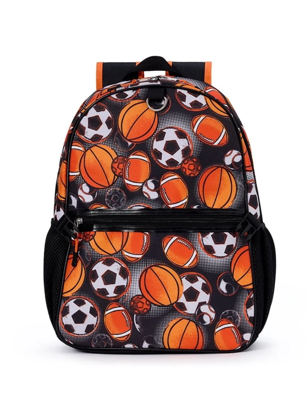 Kids Sports Ball Backpack with Headphones - Black & Orange W4